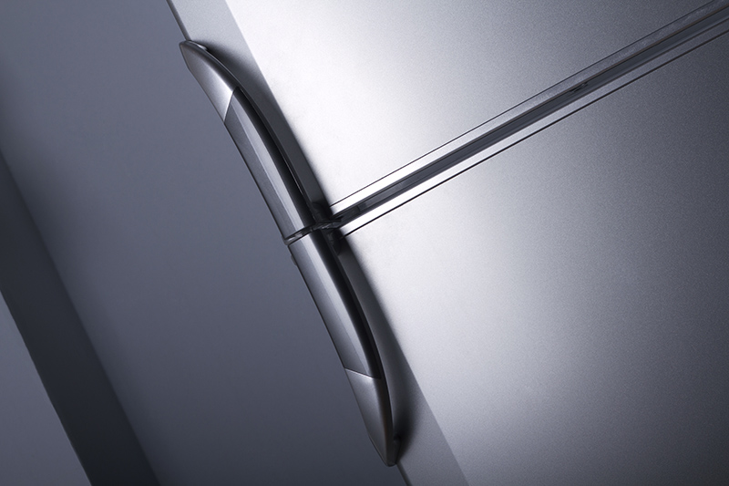 Stainless steel refrigerator.